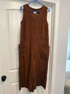 Poetry Sleeveless V-Neck Wide-Leg Jumpsuit in Rust NWT